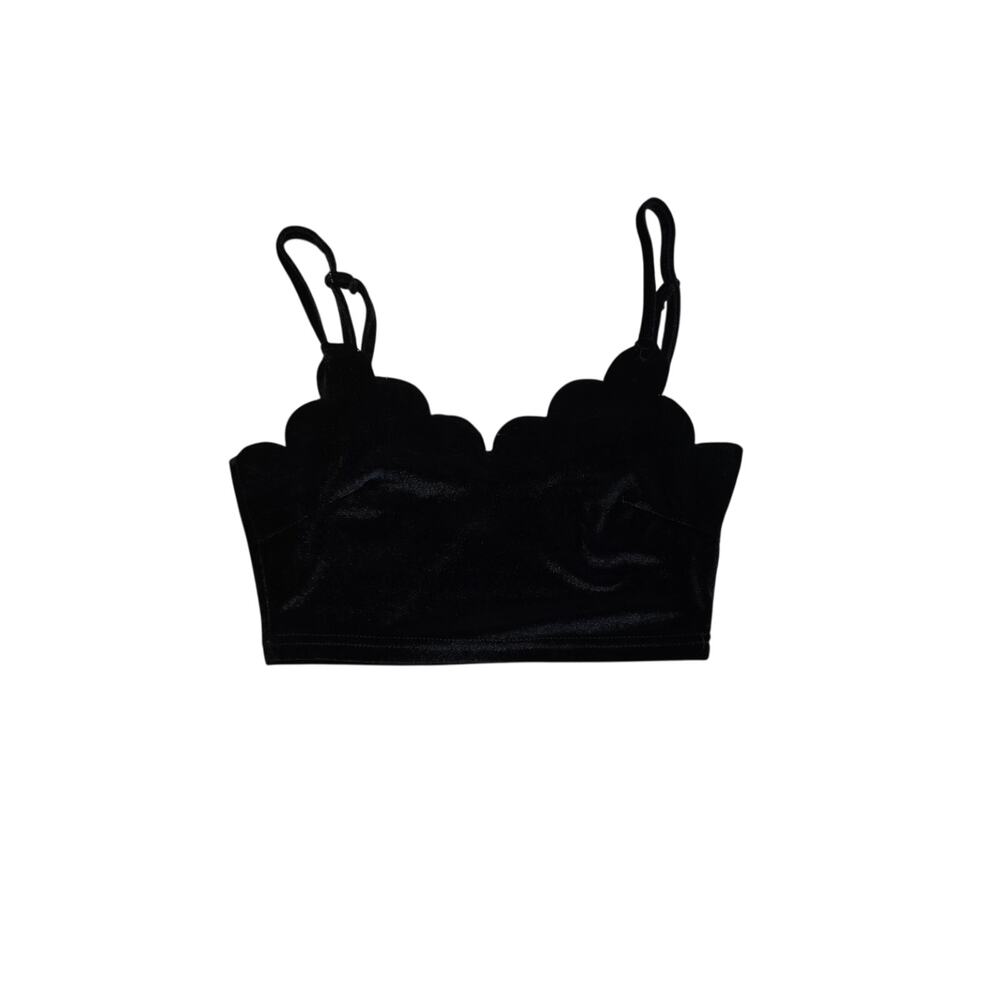 Y2K Black Velvet Crop Top Size Small
